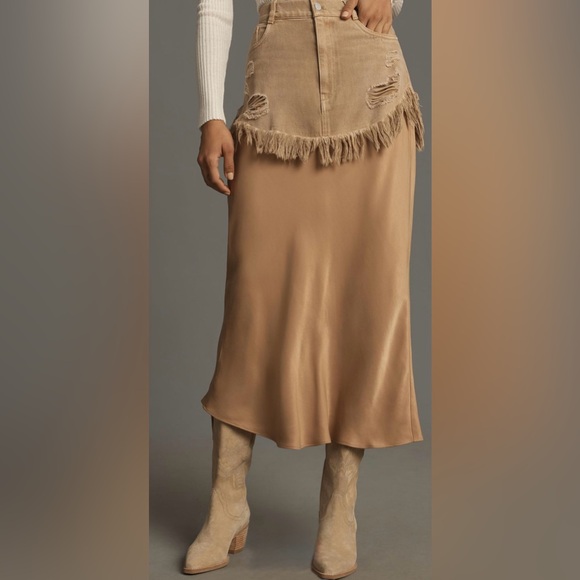 Anthropologie X Pilcro Twofer Slip Midi Skirt NWOT - Picture 2 of 4